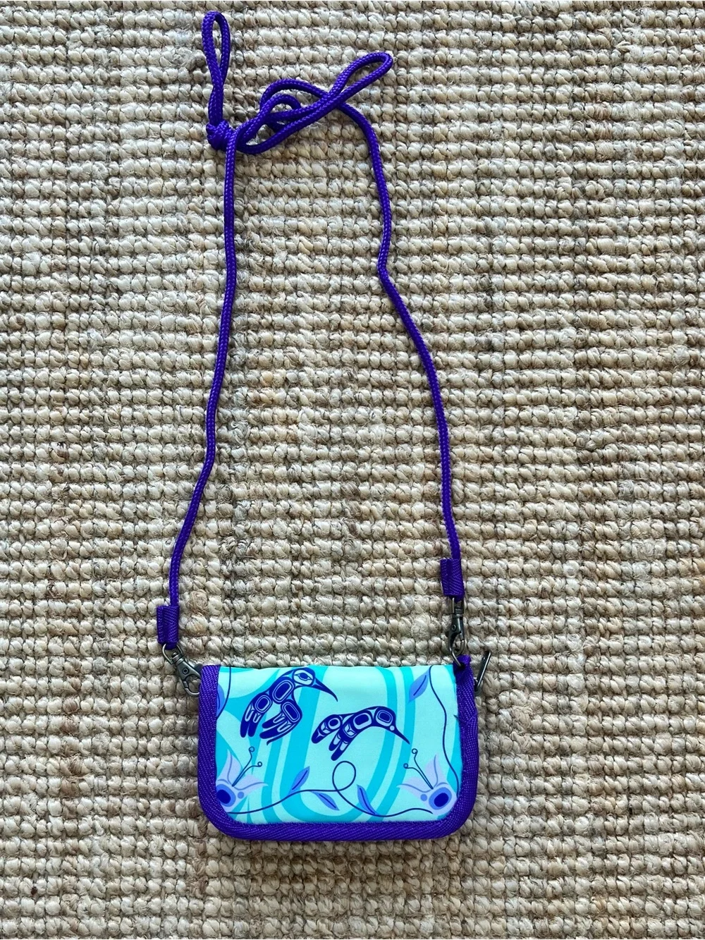 Women’s Teal & Purple Printed Crossbody Wallet